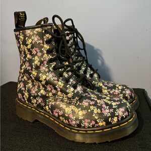 Dr. Martens Black Floral Combat Boots